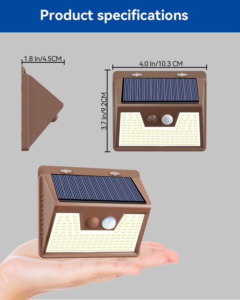 Peasur Solar Lights Outdoor Motion Sensor, 12Pack 140LED Waterproof Solar Powered Fence Lights, 3 Modes Solar Security Wall Lights for Garden Yard Outside(Brown Warm White) - Image 4